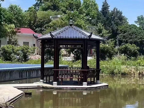 六角樹(shù)脂瓦涼亭